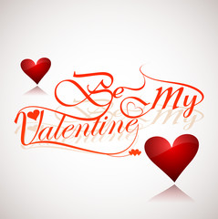 Wall Mural - card for be my valentine text colorful hearts design