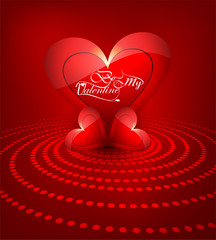 Wall Mural - heart for beautiful happy valentine's day card shiny background