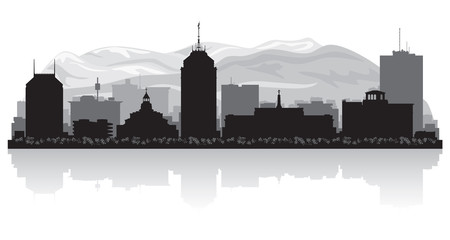 Wall Mural - Fresno California city skyline silhouette