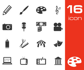 Poster - Vector black art icons set on white background