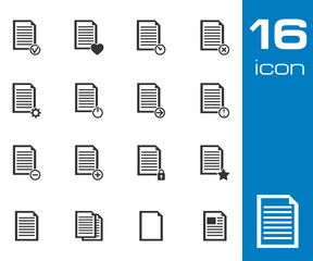 Wall Mural - vector black document icons set on white background