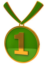 Illustration Of Green Medal Award
