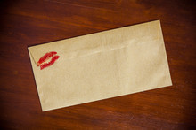 Backside  Envelope With  Lipstick Kiss