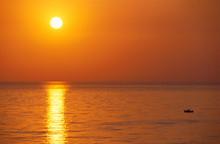 Orange Sunset On Sea In Turkey