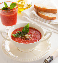 Wall Mural - Delicious gazpacho in a bowl.