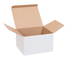 Open cardboard box on a white background