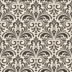 vector seamless floral vintage pattern on beige background