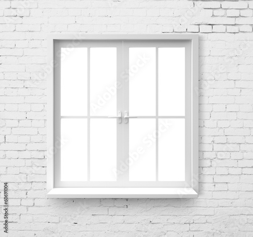 Plakat na papierze fotorealistycznym Okno w ścianie z cegły