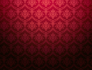 Wall Mural - cardinal red floral pattern wallpaper