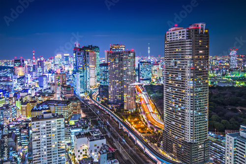 Obraz na płótnie canvas czteroczęściowy "tetraptyk" Tokio, japonia w okręgu minato