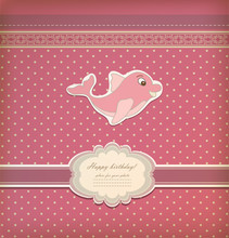 Baby Card With Dolphin Toy Vector