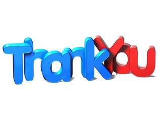 Sticker - 3D Word Thank You on white background