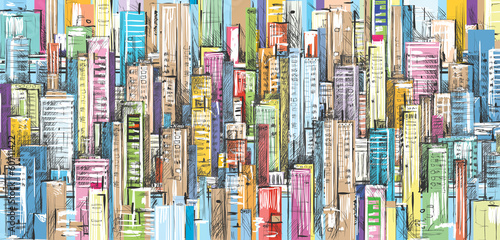 Naklejka na meble Cityscape. Hand drawn vector