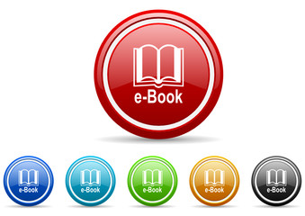 Sticker - e-book icon vector set