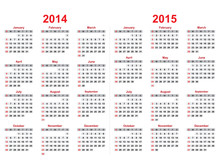 2014 And 2015 Years Calendar