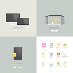 Wall Mural - flat infographics design ui elements with icons for templates