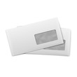 Blank envelopes with window on white background.