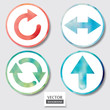 Set of four icons. Web and mobile apps circle watercolor button.