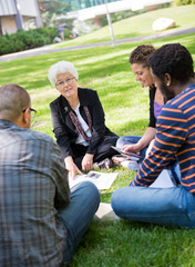 Wall Mural - University Professor Outdoors with Students