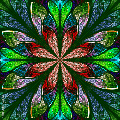 Obraz na płótnie canvas Multicolor piękne fraktali w stylu witrażu okna. 