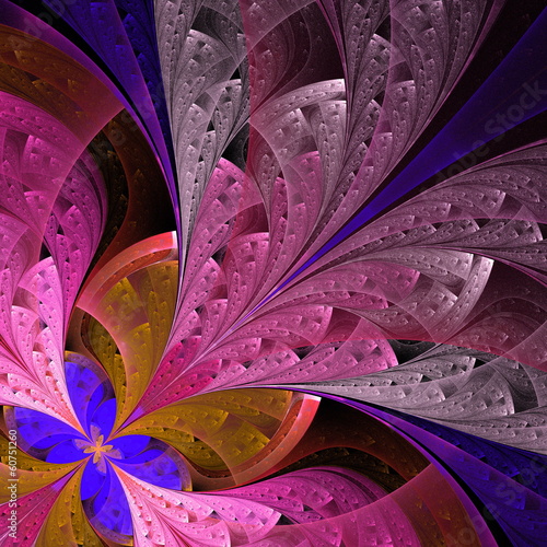 Fototapeta na wymiar Beautiful fractal flower in blue and pink. Computer generated gr