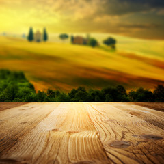 Wall Mural - wood textured backgrounds on the tuscany landscape