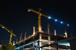 Building construction Site night time at Thailand