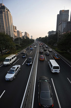 Intense Car Traffic In Beijing, China
