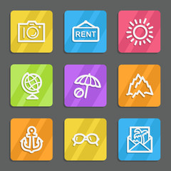 Canvas Print - Travel web icons set 5, color flat buttons