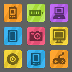 Wall Mural - Electronics web icons color flat series