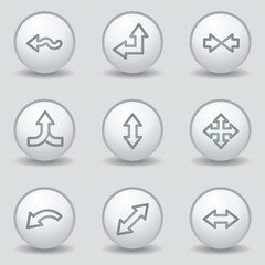 Arrows web icons set 2, circle white matt buttons