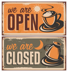 Poster - Retro door signs for coffee shop or cafe bar