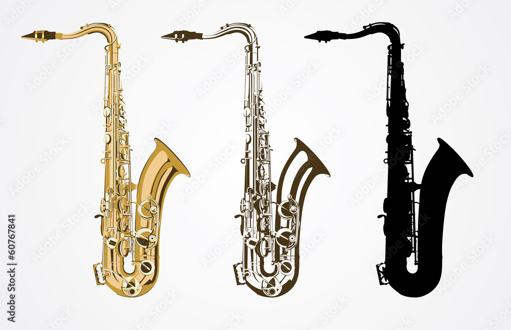 Classical saxophone vector - obrazy, fototapety, plakaty 