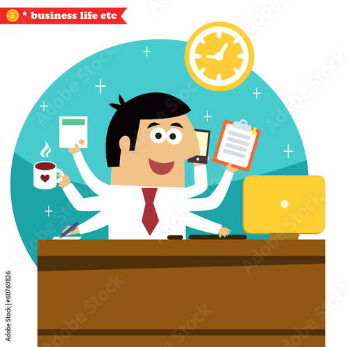 Fotografie, Obraz Multitasking and multipurpose businessman