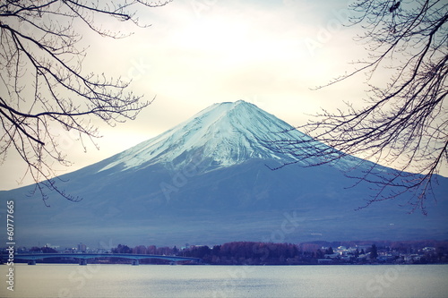 Tapeta ścienna Górski sezon zimowy Fuji w czasie wschodu słońca