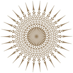 Wall Mural - Decorative gold and frame with vintage round patterns on white.