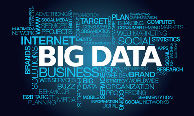 Wall Mural - big data marketing word tag cloud illustration