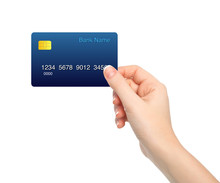 Isolated Female Hand Holding A Credit Card