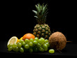 fruits on black background isolated in studio