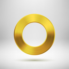Wall Mural - abstract circle button with gold metal texture