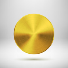 Wall Mural - abstract circle button with gold metal texture
