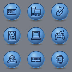 Wall Mural - Computer web icons, circle blue buttons