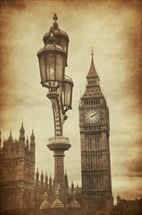 Fototapete - Aged Vintage Retro Picture of Big Ben in London