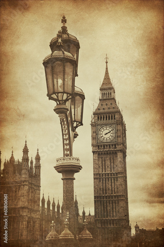 Aged Vintage Retro Picture of Big Ben in London Obraz na płótnie