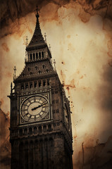 Fototapete - Aged Vintage Retro Picture of Big Ben in London