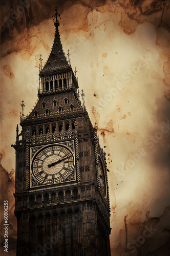 Aged Vintage Retro Picture of Big Ben in London Obraz na płótnie