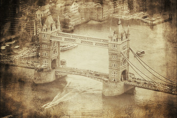 Fototapete - Vintage Retro Picture of Tower Bridge in London, UK