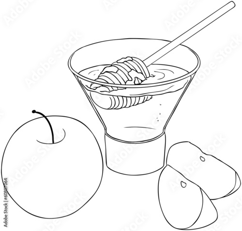 Rosh Hashanah Honey With Apples Coloring Page Buy This