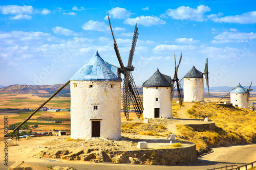 Plakat na zamówienie Windmills of Don Quixote in Consuegra. Castile La Mancha, Spain