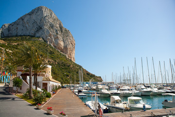 Sticker - Calpe Alicante marina boats with Penon de Ifach